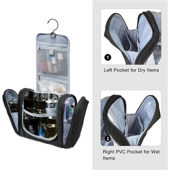 Toiletry Bag for Men Travel Toiletry Organizer with hanging hook Water-resistant - Picture 2 of 6